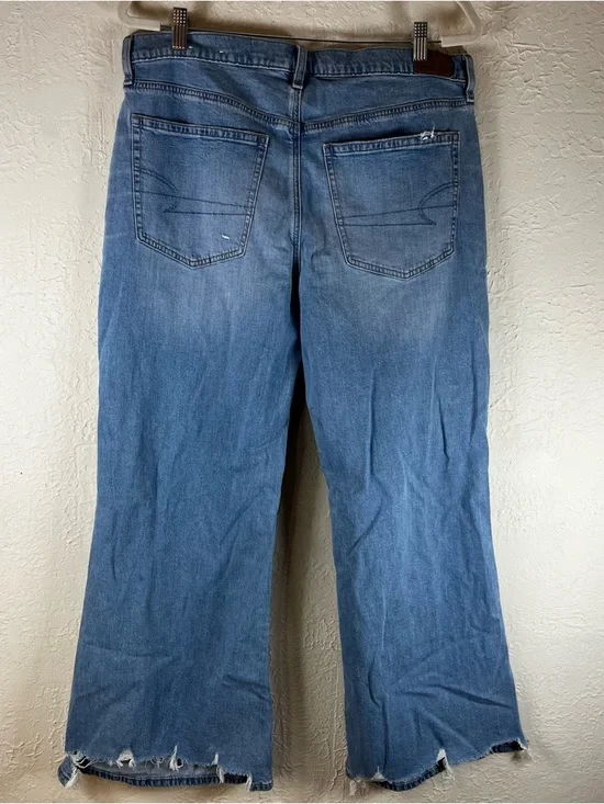 American Eagle Dreamy Drape Low Rise Flare Leg Jeans in Blue - Picture 9 of 14